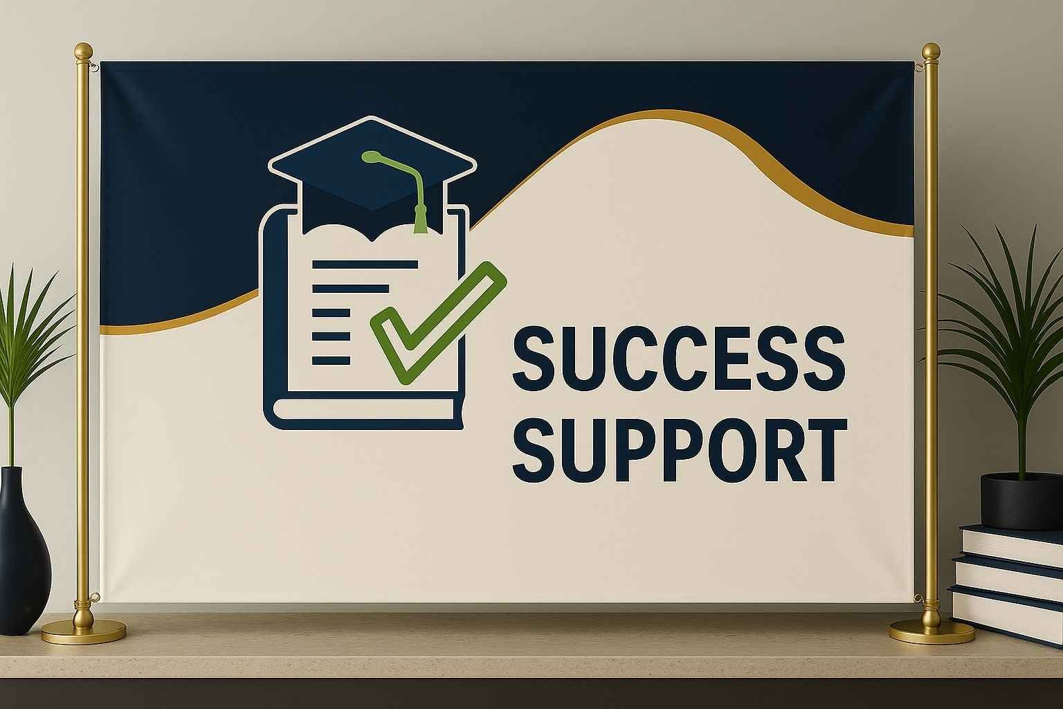An icon depicting a graduation certificate with a green checkmark, symbolizing academic achievement and approval.